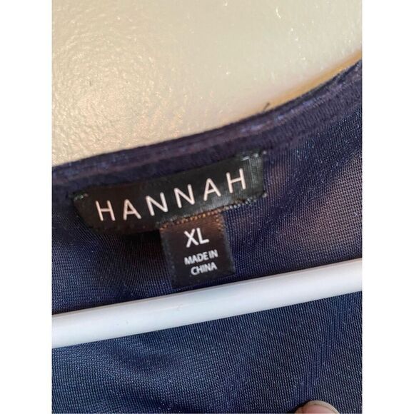 Hannah Purple Velour Rayon Short Sleeve Hi Low Tunic Top Size XL - Picture 3 of 6